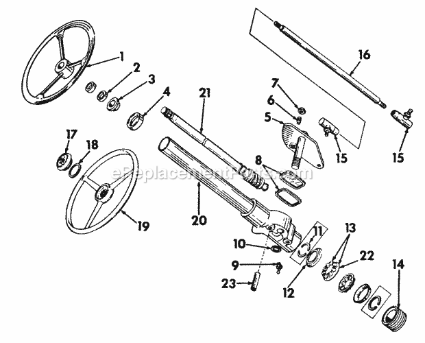 Steering Gear & Connections Diagram and Parts List for  Cub Cadet Lawn Tractor